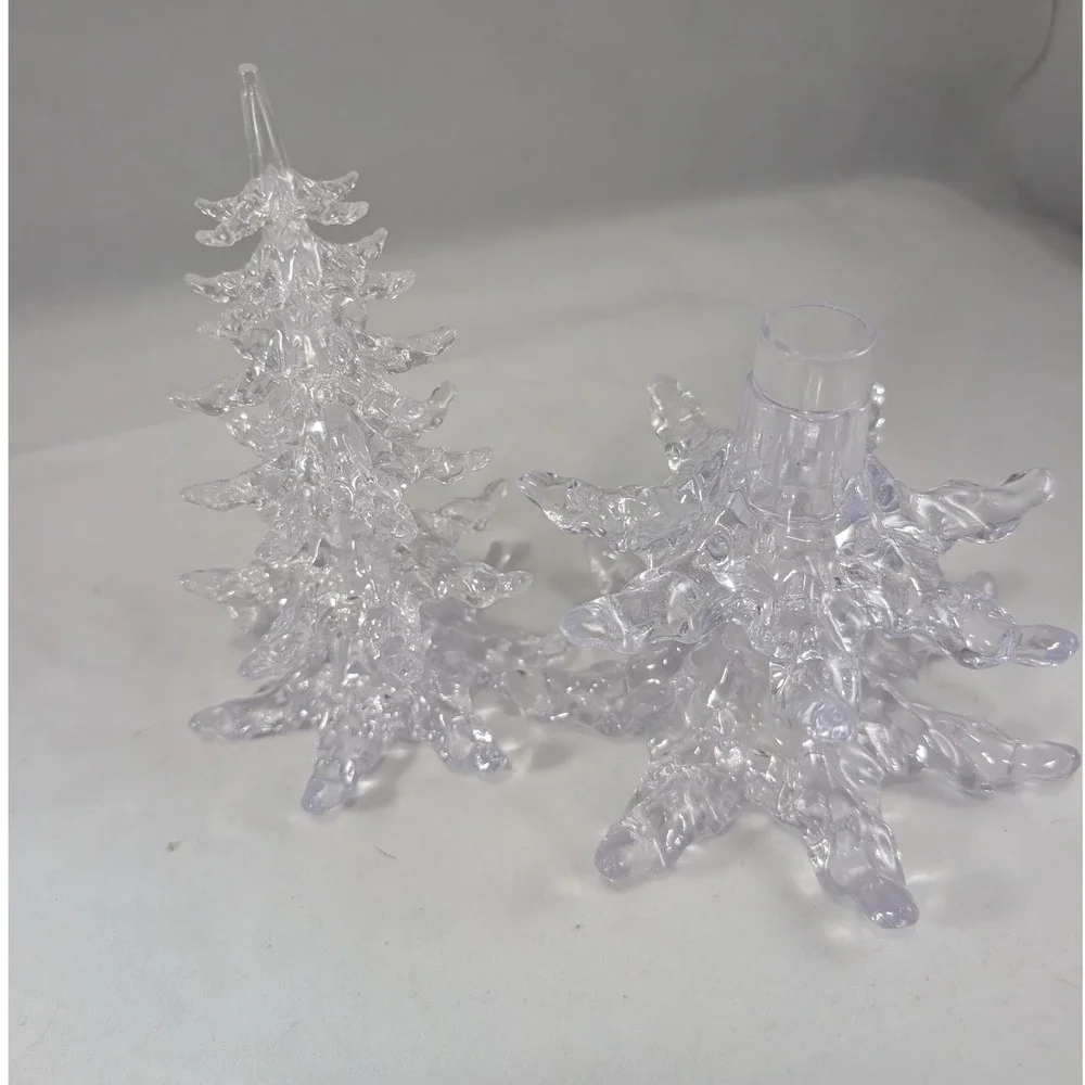 Clear Acrylic Stackable Christmas Tree Figurine Icy Winter Tabletop‎ Decor 10in